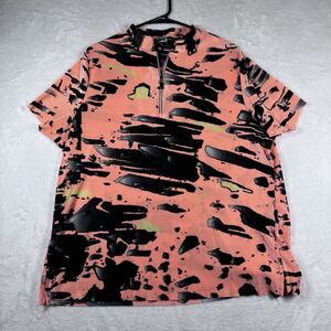 Jamie Sadock Golf Top‎ Blouse Women's XL Orange Short Sleeve 1/4 Zip Stretch